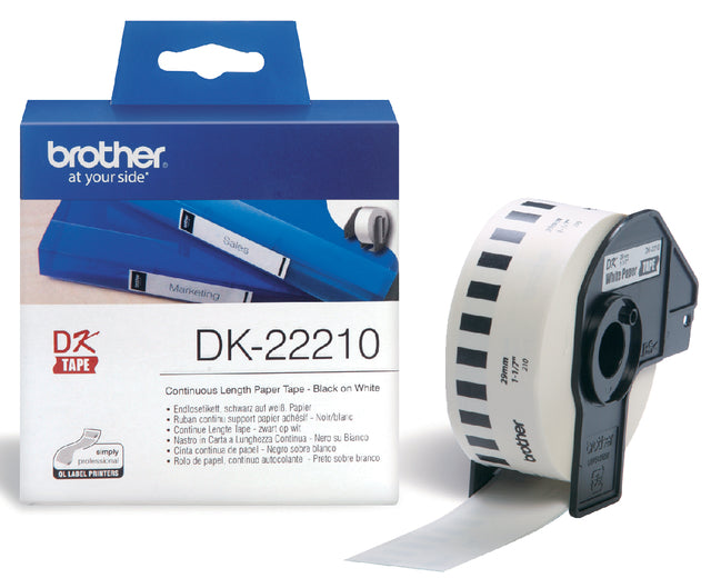 Brother - Etiket brother dk22210 doorlopend 29mm 30m wit | 3 stuks