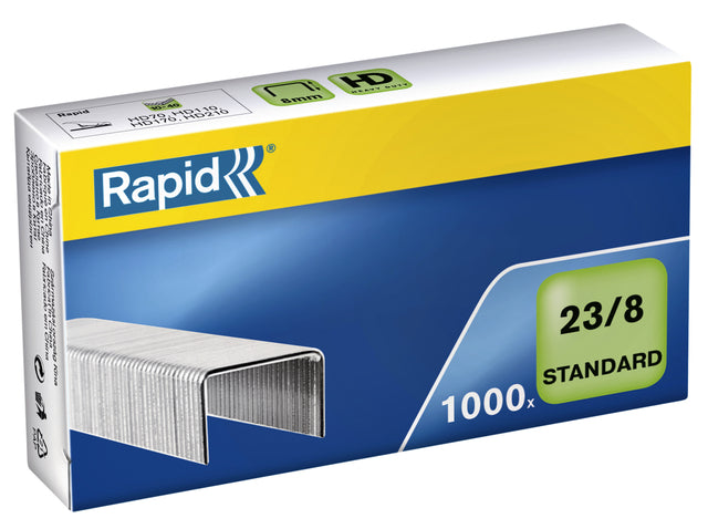 Rapid - Staples 23/8 verzinkter Standard 1000 Stücke | 10 Stücke