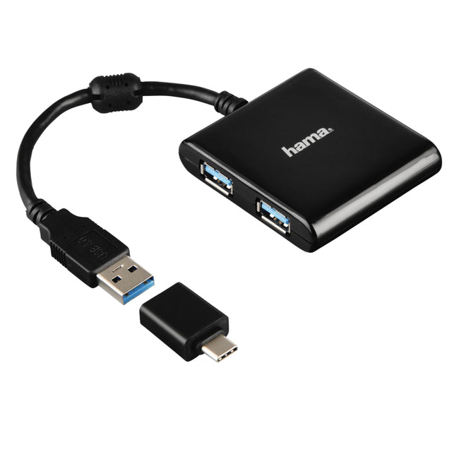 HAMA-HUB HAMA USB-C 3.1 4 Port USB-A Black | 1 pièce | 6 morceaux