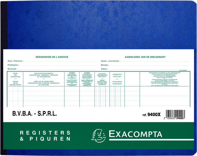 Exacompta - actionnaires, ft 24 x 32 cm, bilingue, pour BVBA