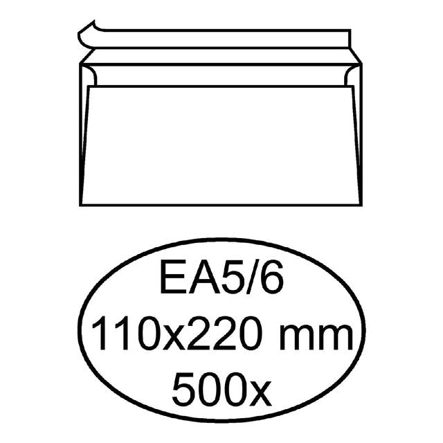 Klika - Enveloppe Bank Ea5 / 6 110x220mm-Adhesive White 500 Pieces