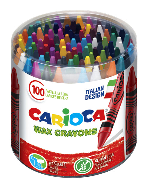 Carioca - waskrijt Wax, plastic pot met 100 stuks in geassorteerde kleuren