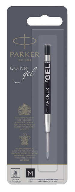 Parker - Remplacement du quink pour le stylo à bille médium, noir, sur blister