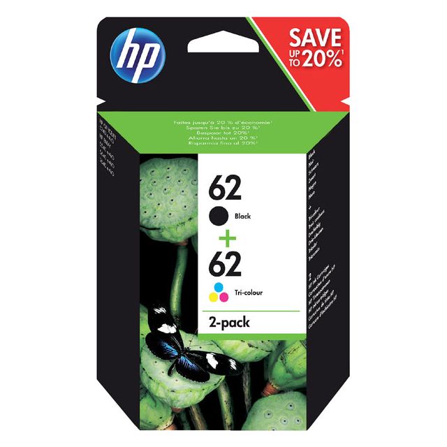 HP - Inkcartridge 62, 165-200 Seiten, OEM N9J71AE, 1 x Schwarz und 1 x 3 Farben