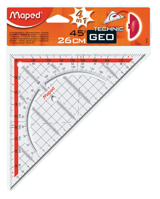 Maped - Geodriehoek  028700 260mm 45graden transparant