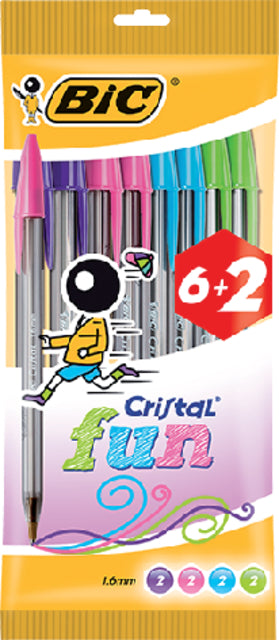 BIC - Baseballpen Cristal Assorti Medium Fun Beutel bei 6+2 frei