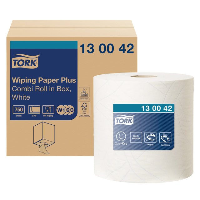 Tork - Nettoyage en papier essuyé plus combi W1 / 2/3 255m blanc 30042 multifonctionnel