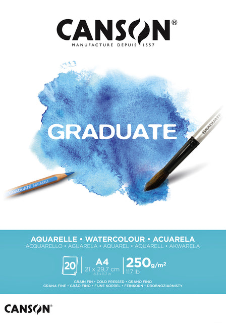 CANSON - Aquarel Block Graduate A4 250gr 20vel