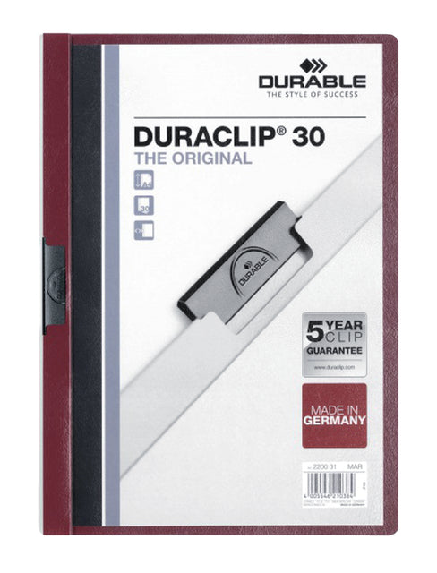 Durable - Klemmap durable 2200 a4 pl/tr 3mm aubergine