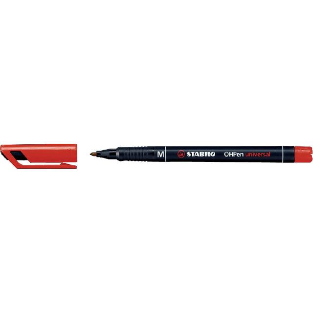 Stabilo - Filz -Tip -Stift Ohpen Permanent 843/40 um 1 mm rot | 10 Stücke