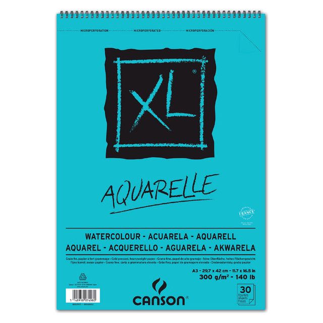 CANSON - Bloc aquarelle XL A3 30V 300gr Spirale | 5 pièces