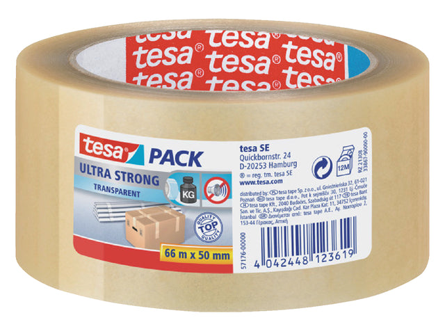 Tesa - pack Ultra Strong, ft 50 mm x 66 m, PVC, transparant