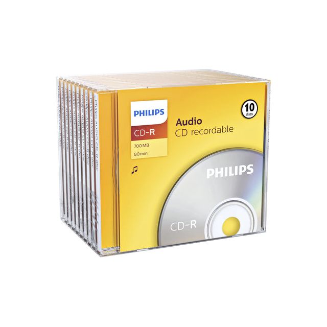 Philips - CD -R 80min Audio JC (10) | 12 pièces