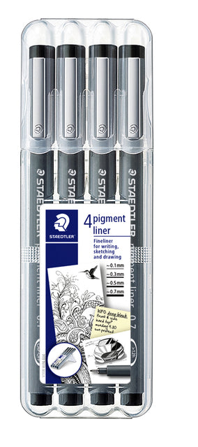 Staedtler - Fineliner pigment 308 0.1-0.7mm zwart | 10 stuks