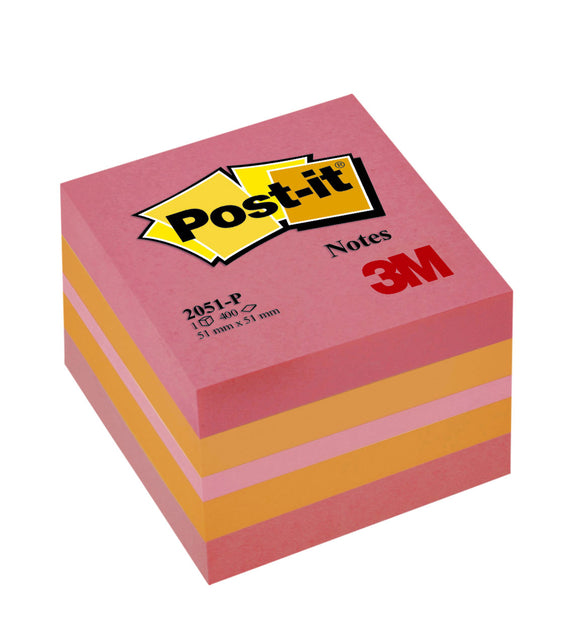 3m - Notes Mini Kubus, 400 feuilles, pi 51 x 51 mm, rose