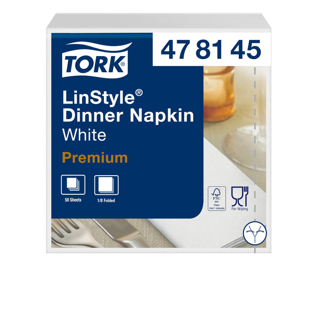 Tork - Dîner serviettes Linstyle® 1/8 plié 1 -yer 50st White 478145