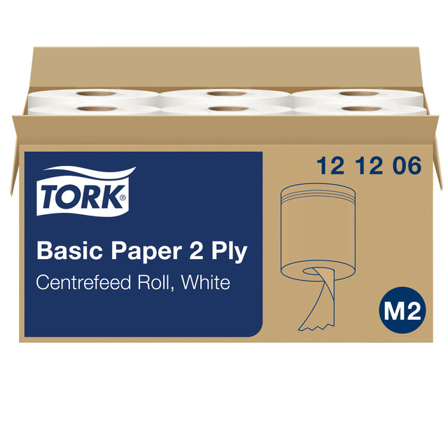 Tork - Nettoyage du papier central, 2 plats, système M2, paquet de 6 rouleaux