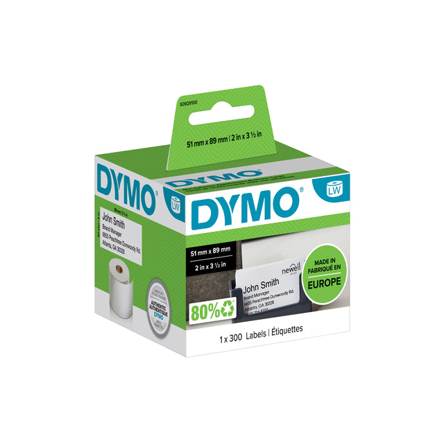 Dymo - etiketten LabelWriter ft 51 x 89 mm, wit, 300 etiketten