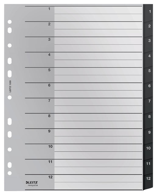 Leitz-tab Recycle A4 11-Gaats 1-12 Extra breites pp | 10 Stücke