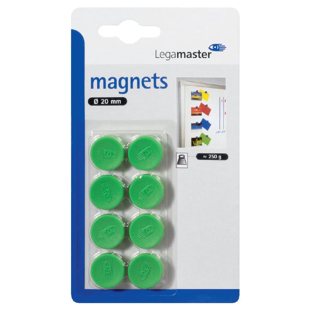 LEGAMASTER - MAGNET Legamaster 20mm 250gr Green | Blister une pièce à 8 ans | 10 morceaux