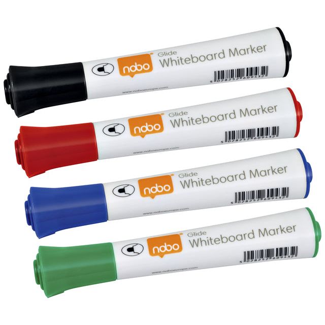 NOBO - Gleit -Whiteboard -Marker, Packung mit 4 Teilen, verschiedene Farben, auf Blister