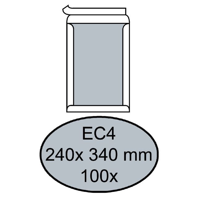 Quantore - Enveloppe Bordrug EC4 240x340mm Self -Kl. Blanc 100 pièces