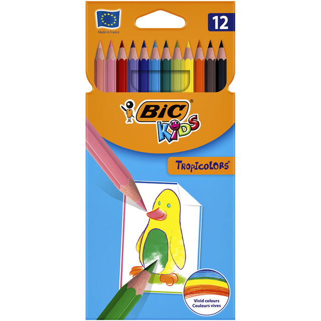 Bickids - crayons de couleur enfants Tropicolors Blister à 12 pièces | 12 pièces