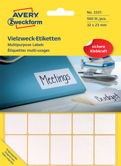 Avery Zweckform - Zweckform 3321 Mini -Beschriftungen ft 32 x 23 mm (B x H), 560 Etiketten, weiß