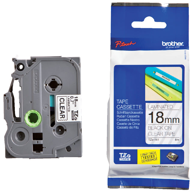 Brother - Labele brother ptouch tze141 18mm transparant | 25 stuks