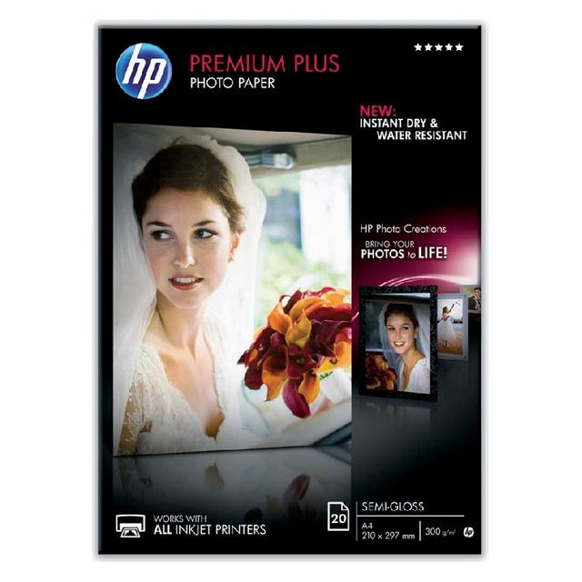 HP - Plus fotopapier ft A4, 300 g, pak van 20 vel, semi-glanzend