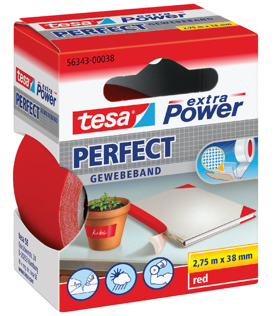 Tesa - extra Power Perfect, ft 38 mm x 2,75 m, rood