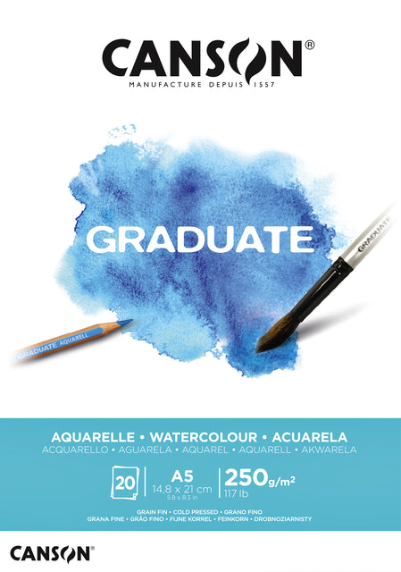 CANSON - Aquarel Block Graduate A5 250gr 20vel