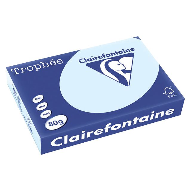 CLAIREFONTAINE - Papier de couleur troprophe, A4, 80 g, 500 feuilles, bleu azur