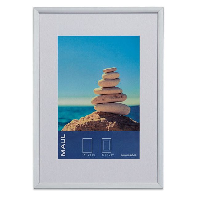 Maul - Cadre photo Design Cadre en aluminium, pour accrocher et se tenir debout 15x21 cm, argent