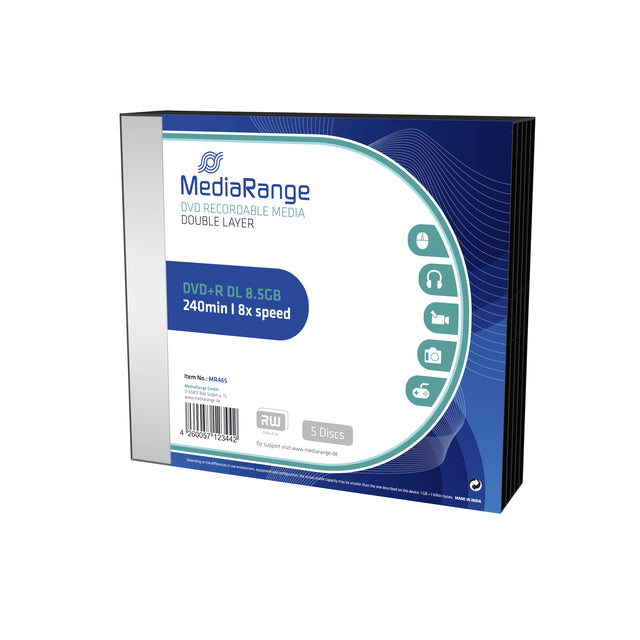 MediaRange - Dvd+r  dl 8.5gb slimcase pack 5