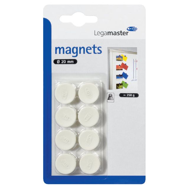 Legamaster - Magneet legamaster 20mm 250gr wit | 10 stuks