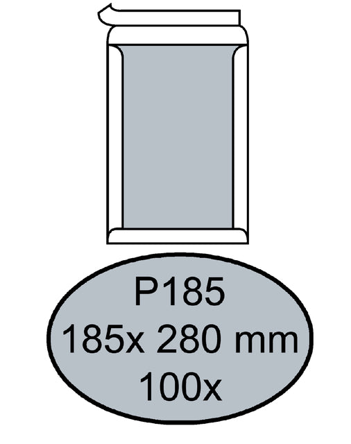 Quantore - Umhüllung Bordrug P185 185x280mm Selbst -Kl. Weiße 100 Stücke