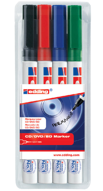 Edding - Permanent Marker CD/DVD/BD 8400, Blasen von 4 Teilen in verschiedenen Farben