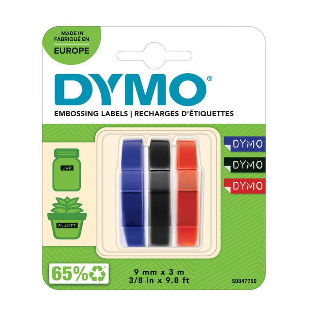 Dymo - D3 E 9 mm, verschiedene Farben, Blasen von 3 Teilen