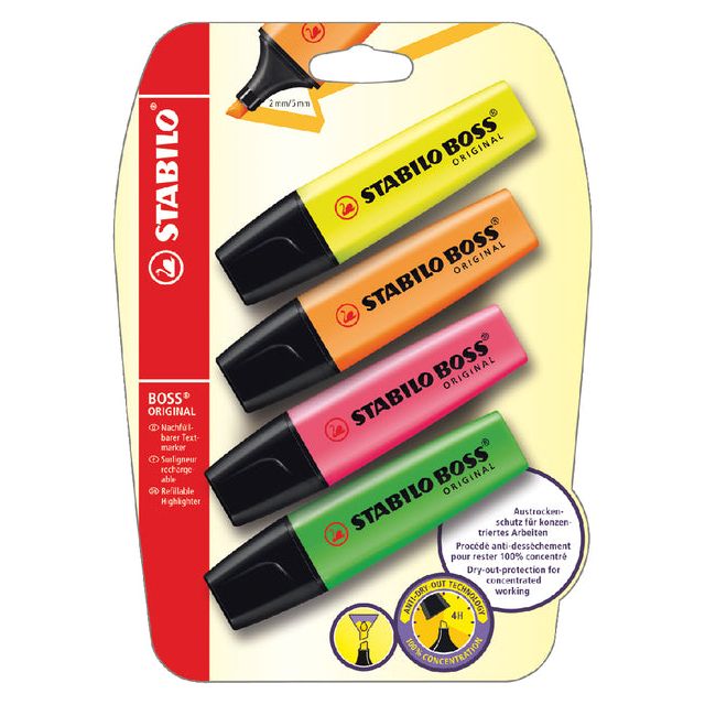 STABILO - Markeerstift boss original 70/4 blister à 4 kleuren