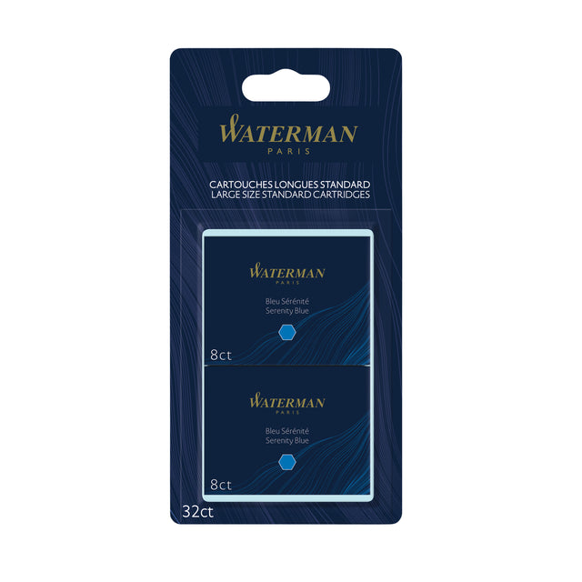 Waterman - Tintenmuster Standard lang, blau (Gelassenheit), Blasen von 32 Teilen