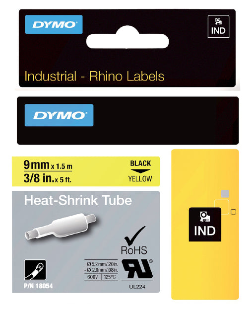 Dymo - Rhino Shrinkcous 9 mm, noir sur jaune