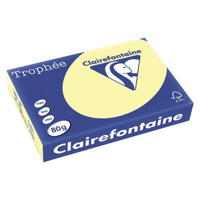 Clairefontaine - Papier de couleur troprophe, A4, 80 g, 500 feuilles, jaune canari