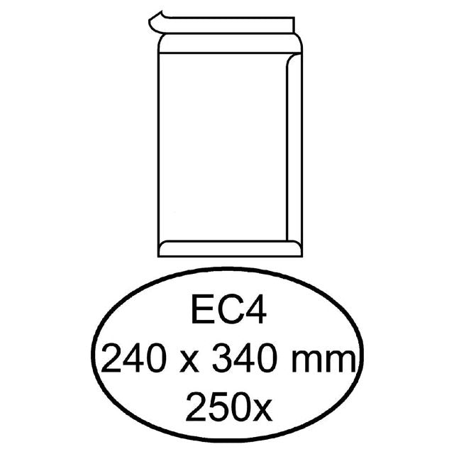 Quantore - Enveloppe Deed EC4 240x340mm-Adhesive blanc 250 pièces