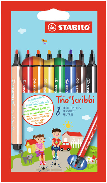 Stabilo - Felt -tip Pen Scribbi 368 Penny à 8 couleurs | 3 pièces