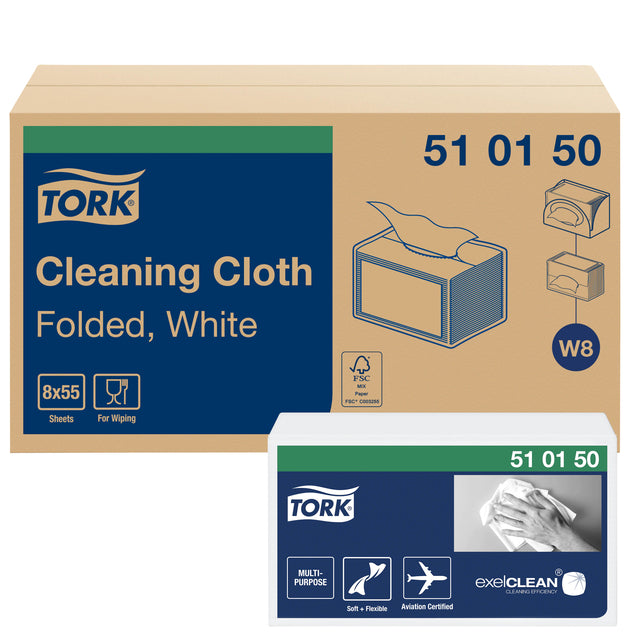 Tork - Nettoyage Nettoyage W8 Soft Flexible non tissé 55 feuille blanche 510150