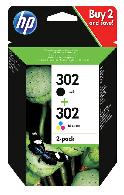 HP - Cartouche d'encre X4D37AE 302 Black + Couleur