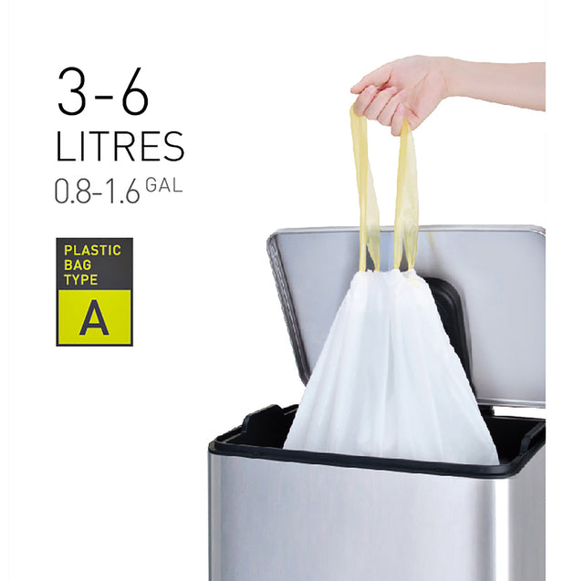 Eko - Sacs à ordures Eko avec fermeture de la bande de trait, 3-6 litres, blanc, 1 rouleau, 30 sacs