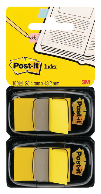 Post -it - Standard d'index, FT 24,4 x 43,2 mm, support avec 2 x 50 TABS, Jaune