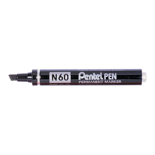 Pentel - Viltstift pentel n60 schuin 1.2-6mm zwart | 12 stuks